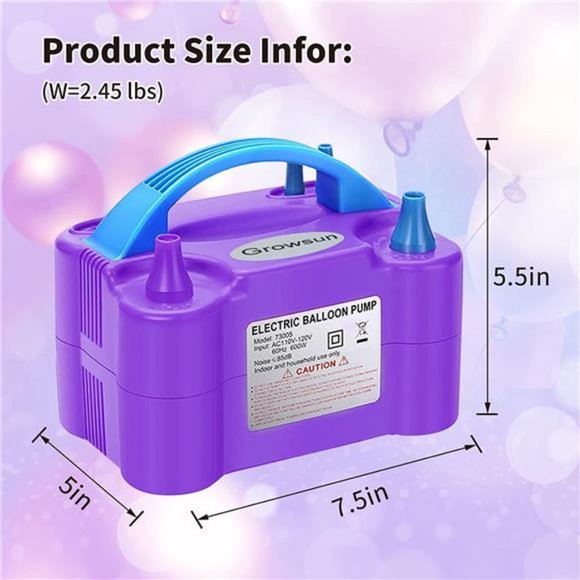 Balloons Pump Kit Electric Balloon Garland Arch Kit Air Blower Inflator, Purple - Picture 1 of 6